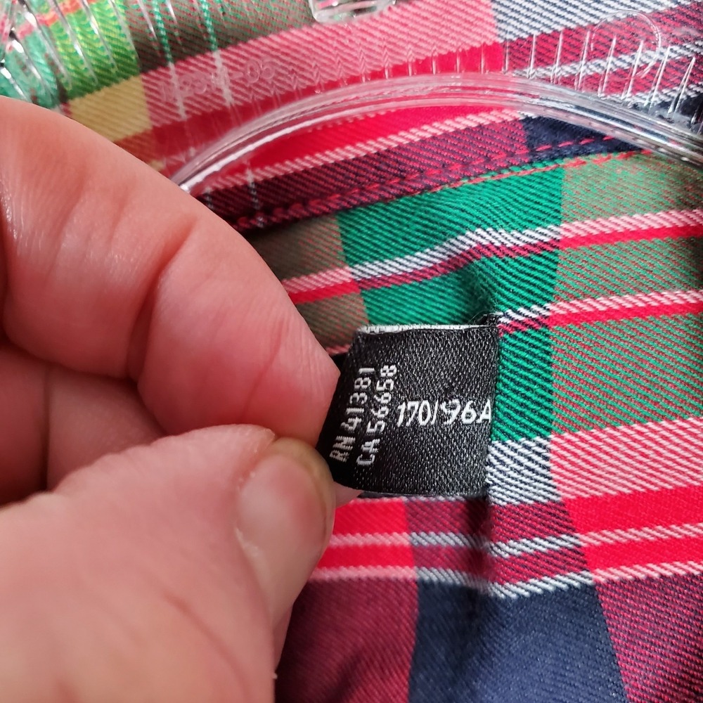Lauren Ralph Lauren Top Womens L Red Green Plaid Roll Tab Preppy Americana Cabin - Picture 6 of 10